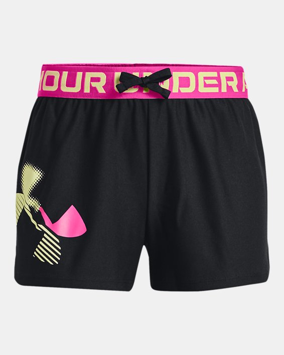 Girls' UA Play Up Graphic Logo Shorts in Black image number 0
